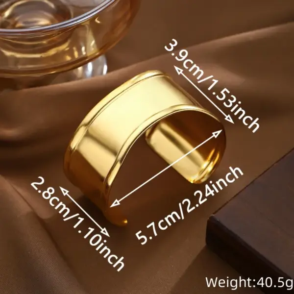 Wholesale 304 Stainless Steel Geometric Monogram PVD Coated 18K Real Gold Plated Elegant Waterproof Non Tarnish Cuff Bracelets Bangle