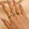 Wholesale 304 Stainless Steel Flower Ion Plating (IP) K Gold Plated Silver Plated IG Style Waterproof Non Tarnish Surgical Steel Hollow Out Open Rings