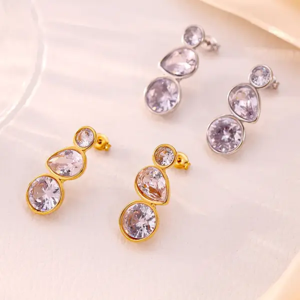 Wholesale PVD Coated Real Gold Plated 18K Gold Water Droplets 304 Stainless Steel Elegant Luxurious Vacation Waterproof Non Tarnish Drop Earrings