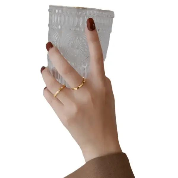 Wholesale Simple Style Hexagon Titanium Steel Plating Inlay Zircon 18k Gold Plated Rings