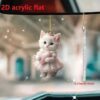 oly-5018dce04e9338e0ea5c3b230238ec2a Wholesale Cross-Border New Elegant Little White Cat Car Pendant Acrylic Flat Car Interior Rearview Mirror Decoration Home Pendant