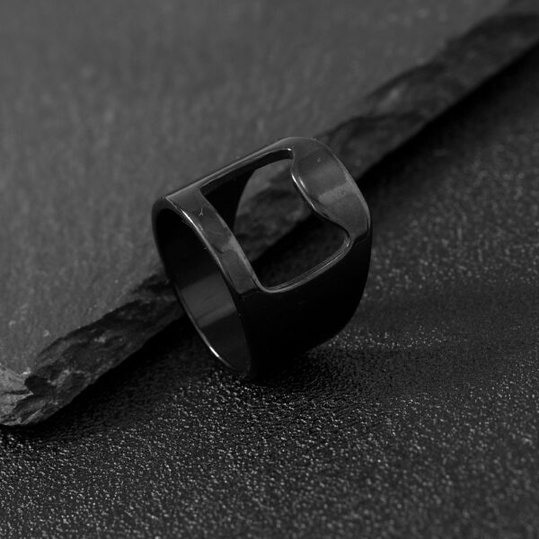 Wholesale Opener Ring Laser Cut Hollow Beer Bottle Opener Titanium Steel Ring