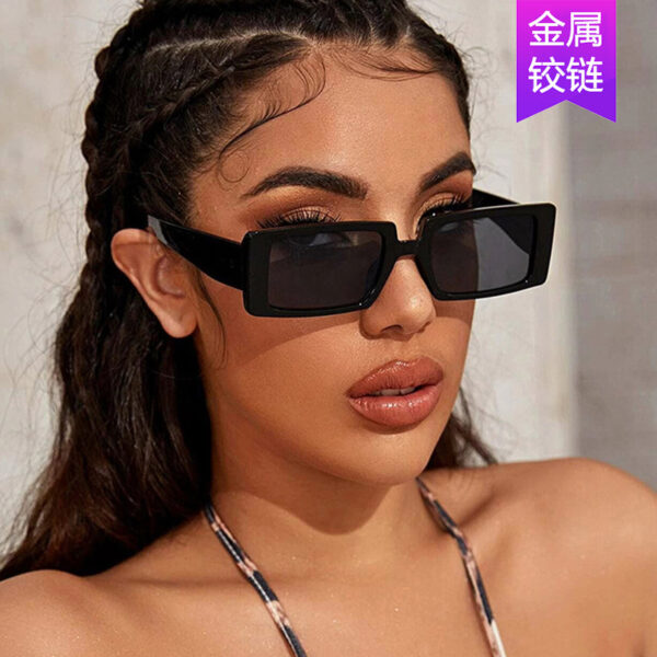 Wholesale Cross-border European and American square sunglasses simple 2023 new fashion women's fashion personalized sunglasses Street Photo Sunglasses