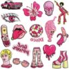 Wholesale DJ nightclub style embroidered cloth stickers pink girl disco jumping patch stickers Super running high heels computer embroidered Zhang Zi ironing
