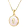 PVD Coated 18K Gold Plated Round Letter 304 Stainless Steel Simple Style Waterproof Non Tarnish 304 Stainless Steel Pendant Necklace