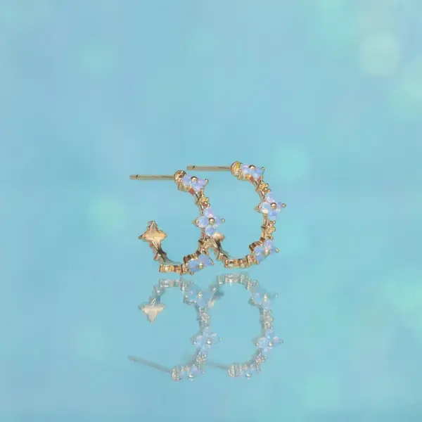 Wholesale Flower Brass Gem Copper Earrings