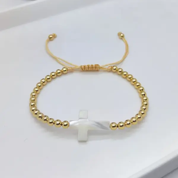 Wholesale Retro Cross Star Heart Shape Pearl Copper Bracelets In Bulk