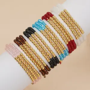 Wholesale Casual Vacation Round Artificial Crystal Copper Bracelets In Bulk