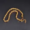 Real Gold Plated 304 Stainless Steel PVD Coated Solid Color Waterproof Non Tarnish Twisted Rope Chain Necklace