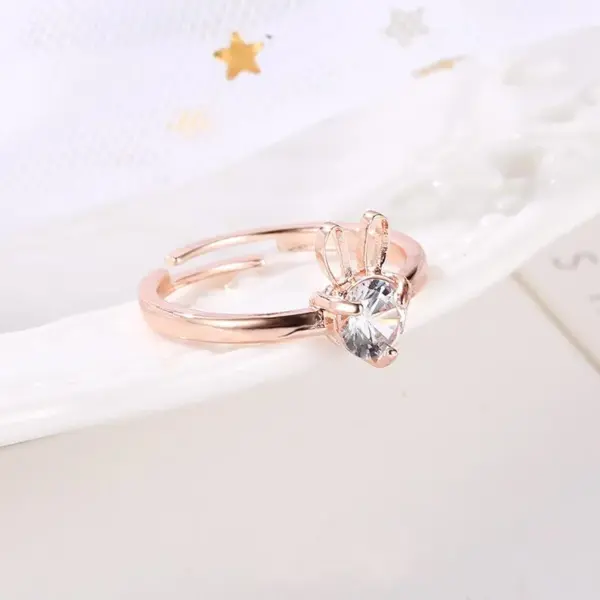 Wholesale New Cute Rabbit Copper Inlaid Zircon Ring Opening Adjustable Ring