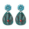 Wholesale Blue cactus inlaid turquoise teardrop earrings