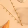 Wholesale 304 Stainless Steel Round Water Droplets Eye PVD Coated Rhinestones Shell 18K Real Gold Plated Cute Sweet Waterproof Non Tarnish Inlay Gold Bracelets Necklace
