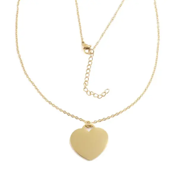 Wholesale Stainless Steel Mirror Finish Versatile Heart Pendant Necklace Personalized DIY Geometric Pattern Original Design Jewelry Accessory