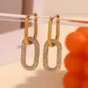 Wholesale PVD Coated Real Gold Plated 18K Gold Geometric 304 Stainless Steel Retro Simple Style Waterproof Non Tarnish Drop Earrings