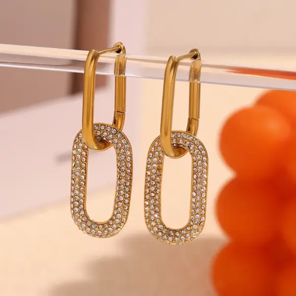 Wholesale PVD Coated Real Gold Plated 18K Gold Geometric 304 Stainless Steel Retro Simple Style Waterproof Non Tarnish Drop Earrings