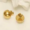Wholesale Casual Simple Style Round 201 Stainless Steel Gold Plated Ear Studs