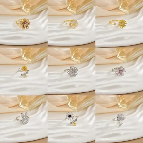 Wholesale Jewelry Simple Style Classic Style Flower Copper Plating Open Rings