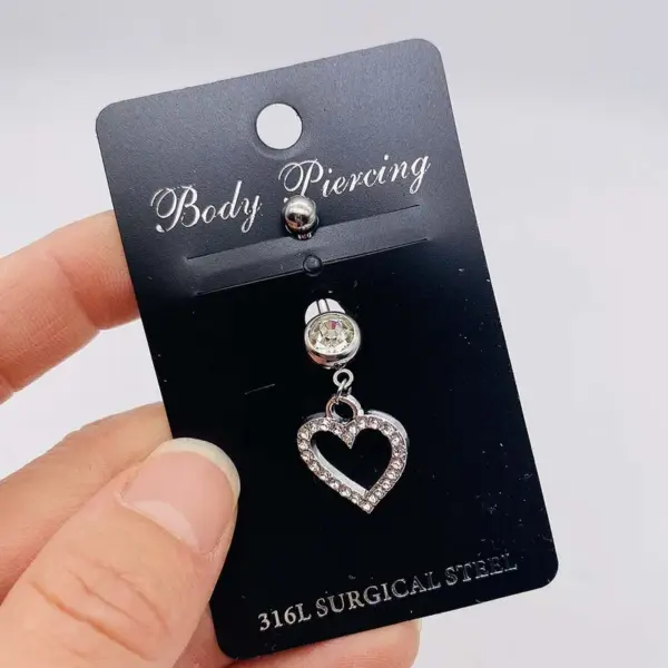 Wholesale Streetwear Heart Shape Butterfly Stainless Steel Plating Inlay Women's Belly Ring