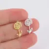 Wholesale Simple 18k Real Gold Plating Non-fading Ten Birthday Month Flower 304 Material Diy Stainless Steel Pendant