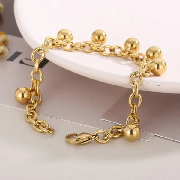 Wholesale PVD Coated 18K Gold Plated Round Solid Color Stainless Steel Simple Style Waterproof Non Tarnish Bracelets