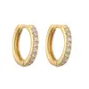Wholesale 1 Pair Casual Simple Style Classic Style Round Plating Inlay Copper Zircon 18k Gold Plated Hoop Earrings