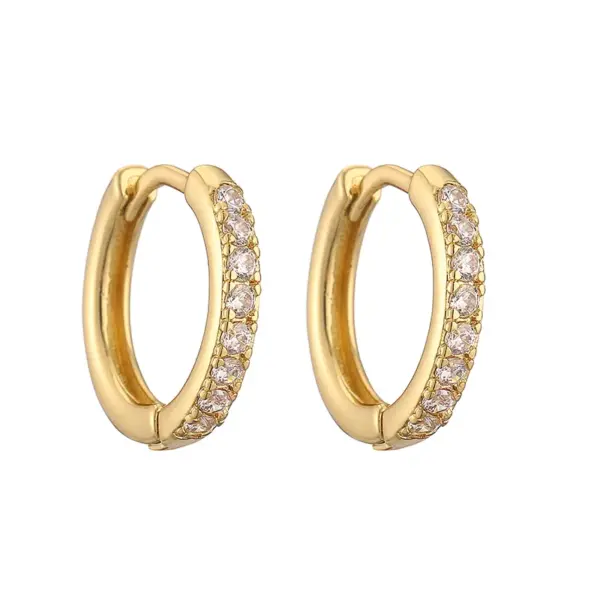 Wholesale 1 Pair Casual Simple Style Classic Style Round Plating Inlay Copper Zircon 18k Gold Plated Hoop Earrings