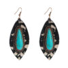 Wholesale Leopard Leather Earrings Distinctive Alloy Set with Big Turquoise Long Banquet Earrings