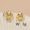 Wholesale Copper Geometric Round Zircon 14K Gold Plated Vintage Style Simple Style Gold Ear Studs