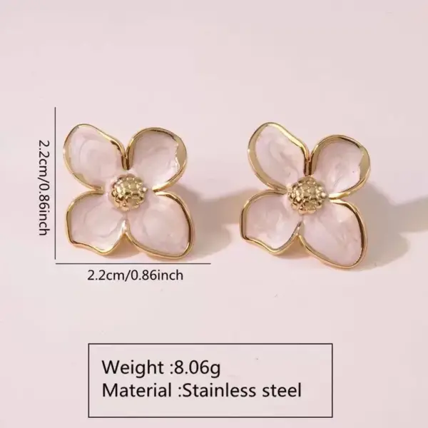1 Piece Lady Romantic Flower Titanium Steel Earrings Ear Studs