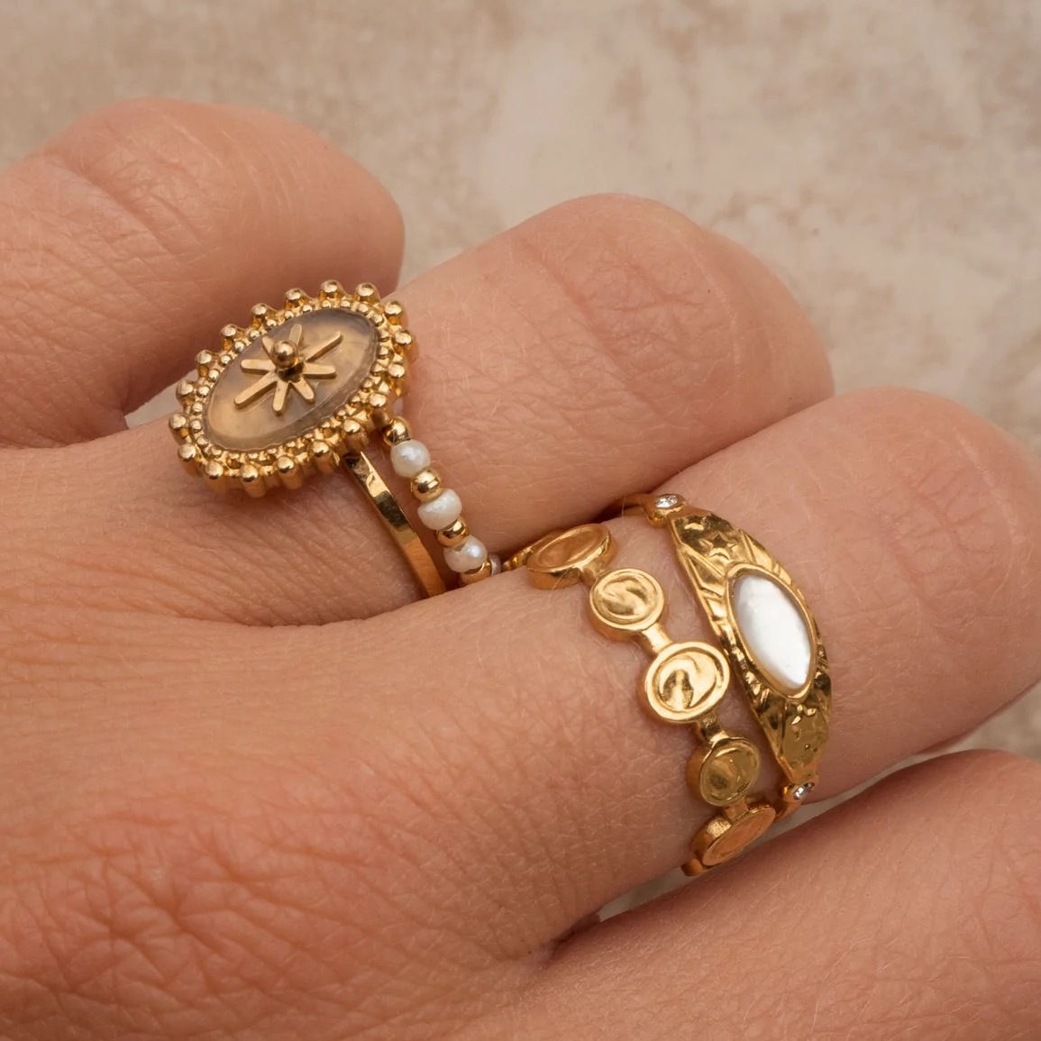 Wholesale French Retro Stainless Steel Zircon Open Ring Ins High-End Cross-Border Ring Star Titanium Steel Jewelry Ring