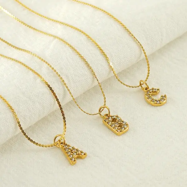 PVD Coated 18K Gold Plated Letter 304 Stainless Steel Simple Style Waterproof Non Tarnish 304 Stainless Steel Pendant Necklace