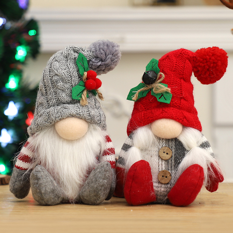 Wholesale Christmas Doll Knitted inted Hat Sitting Decoration