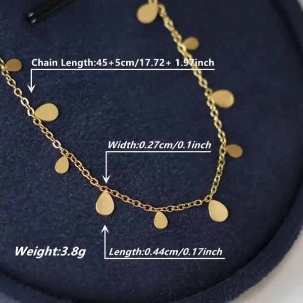 Wholesale Real Gold Plated 18K Gold Round Water Droplets Rectangle 304 Stainless Steel Elegant Classic Style Waterproof Non Tarnish 304 Stainless Steel