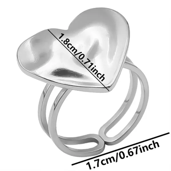 Wholesale PVD Coated Real Gold Plated 18K Gold Heart Shape 304 Stainless Steel Simple Style Waterproof Non Tarnish Open Rings