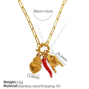 Xl241 Red Oil Dripping Gold Necklace