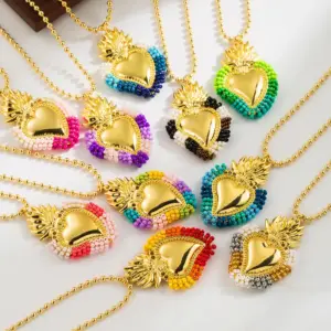 Wholesale Fashion Heart Shape Copper Plating 18k Gold Plated Pendant Necklace