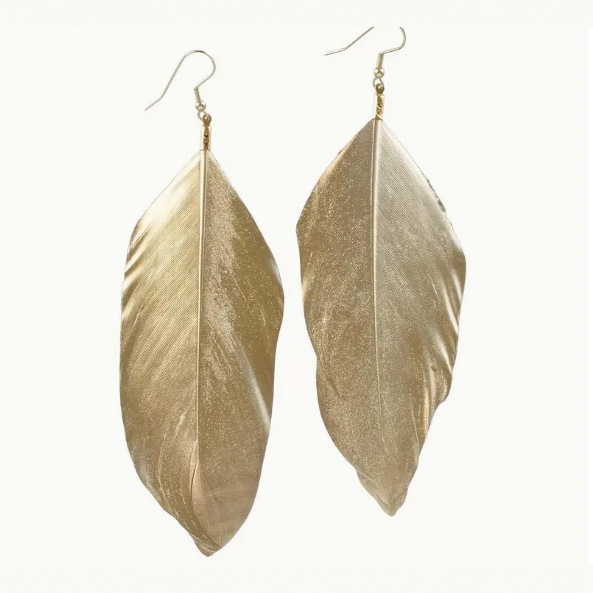 Wholesale Hand-painted silver and gold feather earrings