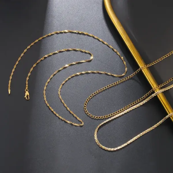 202 Stainless Steel Solid Color Electroplating 14K Gold Plated 18K Gold Plated Vintage Style Waterproof Non Tarnish Plating Gold Pendant Necklace