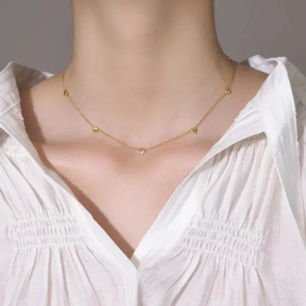 Wholesale Stainless Steel Heart Shape PVD Coated Gold Plated Casual Simple Style Waterproof Non Tarnish Plating Curb Chain Gold Necklace