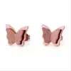 Wholesale PVD Coated 18K Gold Real Gold Plated Butterfly 304 Stainless Steel Simple Style Waterproof Non Tarnish Ear Studs