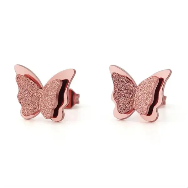 Wholesale PVD Coated 18K Gold Real Gold Plated Butterfly 304 Stainless Steel Simple Style Waterproof Non Tarnish Ear Studs