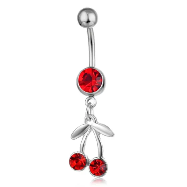 Belly Rings Fashion Peach Cherry Fruit Rhinestone