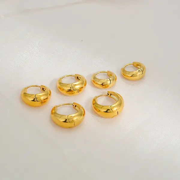 1 Pair Basic O-Shape Round 304 Stainless Steel 18K Gold Plated Earrings