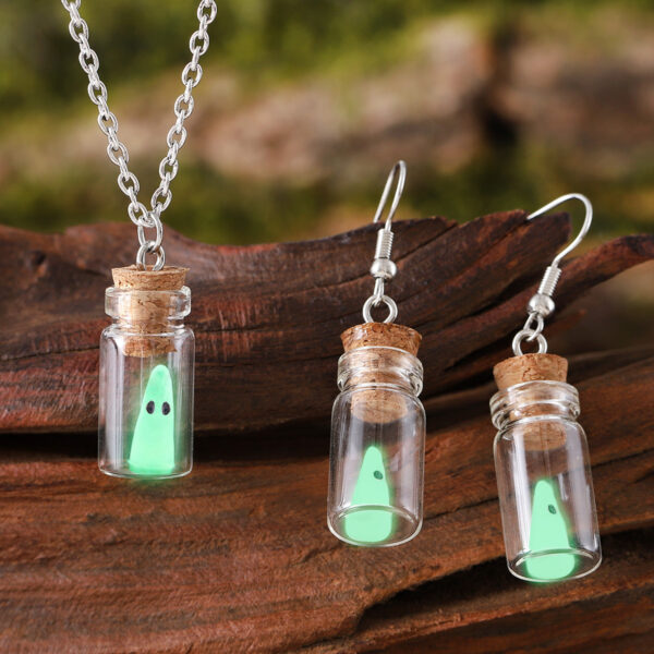 Wholesale luminous ghost small pendant earrings necklace ear jewelry