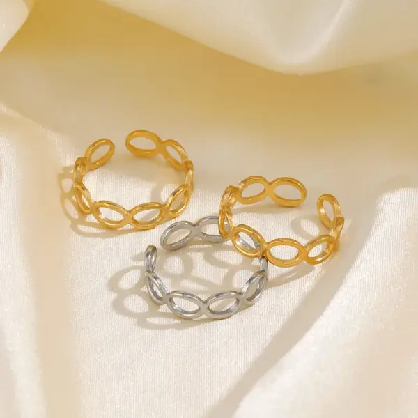 Wholesale PVD Coated 18K Gold Plated Oval 304 Stainless Steel Simple Style Waterproof Non Tarnish Open Rings