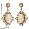 Wholesale Western-style exaerated white and turquoise earrings, retro geometric diamond-encrusted earrings