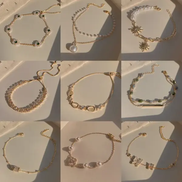 Wholesale Fashion Hexagram Heart Shape Titanium Steel Copper Bracelets Plating Inlay Pearl Zircon Copper Bracelets