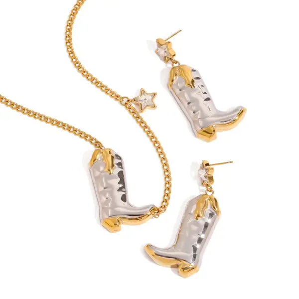 PVD Coated Real Gold Plated 18K Gold Star Boots 304 Stainless Steel Simple Style Classic Style Shiny Waterproof Non Tarnish Earrings Necklace