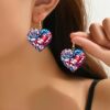 Wholesale Cross-border Acrylic Earrings American Flag Independence Day Red White Blue Flag Color Heart Rose Earrings Earrings