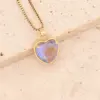 Fashion Heart Shape Stainless Steel Pendant Necklace Gold Plated Artificial Crystal Stainless Steel Necklaces 1 Piece